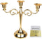 WEISIPU 3 Arms Candle Holder Metal Pillar Candle Stick Wedding Event Candelabra (Gold)