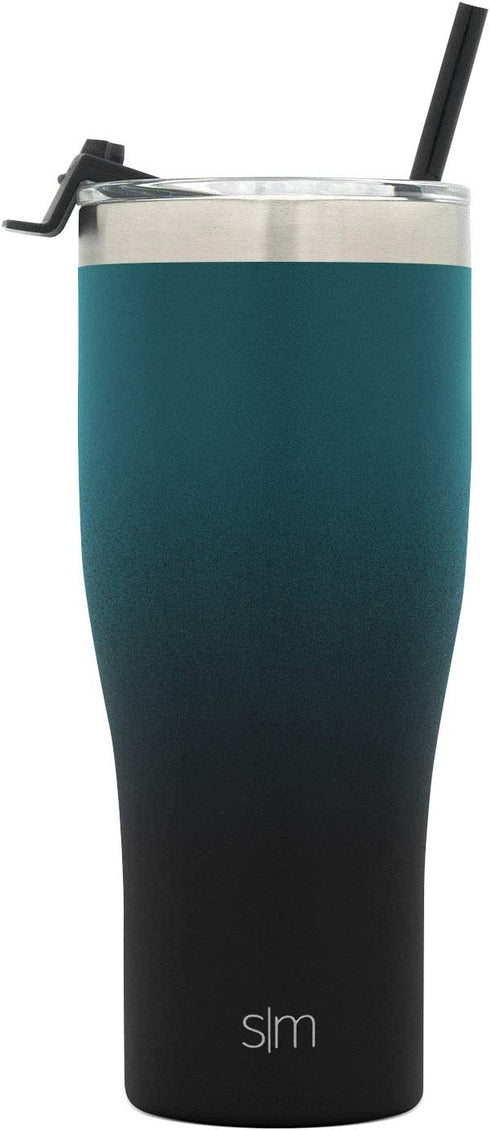 Simple Modern Tumbler with Clear Flip Lid and Straw | Reusable Insulated Water Bottle Stainless Steel Travel Mug | Slim Cruiser Collection | 32oz, Ombre: Moonlight
