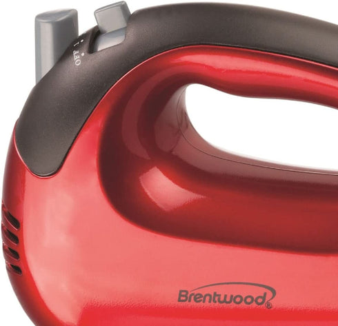 Brentwood Electric Hand Mixer, Lightweight 5-Speed, Red