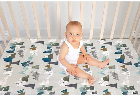 Mountains Baby Boy Crib Sheet Toddler Bed Sheets Soft Breathable Nursery Bedding