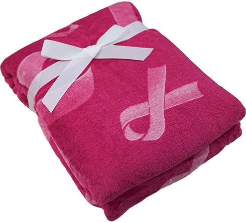 Infinity Republic Pink Ribbon (Pink) Breast Cancer Awareness Super Plush Blanket - 50x60 Soft Throw Blanket - Perfect for Cuddle Season!