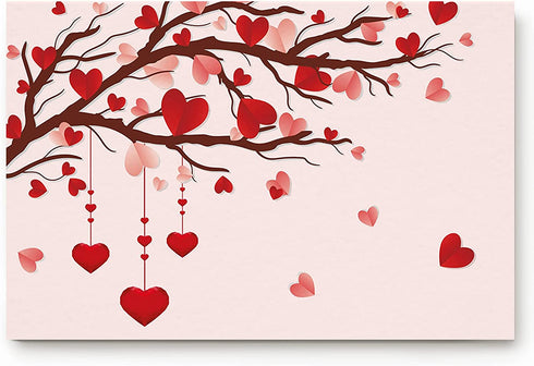 ALAGEO Valentine's Day Doormat Love Heart Tree Entrance Mat Pink Red Romantic Love Happy Valentine's Day Decorative Floor Mat Non Slip Washable Welcome Mats for Home Decoration 18"x30"