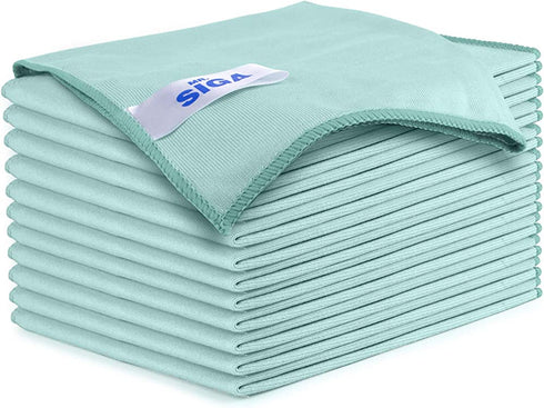 MR.SIGA Ultra Fine Microfiber Cloths for Glass, Pack of 12, 35 x 40cm 13.7" x 15.7"
