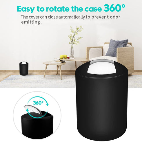 Papillon Bathroom Accessories Set-6 Piece Plastic Gift Set Toothbrush Holder,Toothbrush Cup,Soap Dispenser,Soap Dish,Toilet Brush Holder,Trash Can,Tumbler Straw Set Bathroom (Black)
