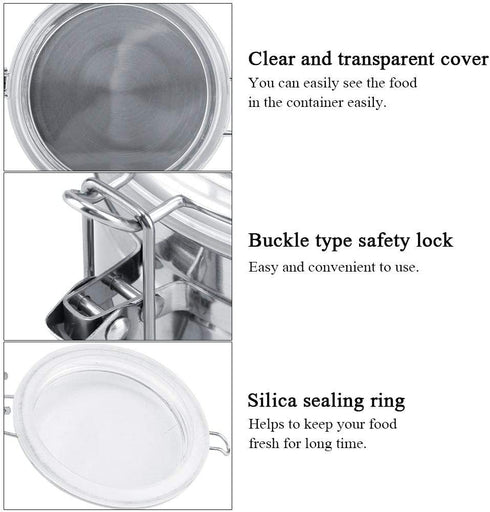 Eboxer Coffee Canister Stainless Steel Airtight Canister for Kitchen with Clear Lid and Sturdy Locking Clamp for Coffee Bean Tea Cereal Sugar Cookie Nut(1100ml)