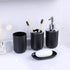 IMAVO Bathroom Accessories Set, 6-Piece Plastic Gift Set, Toothbrush Holder, Toothbrush Cup, soap Dispenser, soap Dish, Toilet Brush Holder, Trash can (Black)