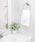 AuldHome Design Guest Towels (Set of 2); Be Our Guest Monogrammed Hand Towels, White with Gray Script