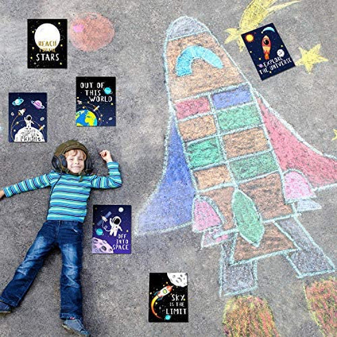 Blulu 9 Pieces Outer Space Decor for Kids Room Boy Bedroom Space Posters 8 x 10 Inch Cute Inspirational Wall Art Decoration for Boys and Girls Playroom Space Nursery Decor