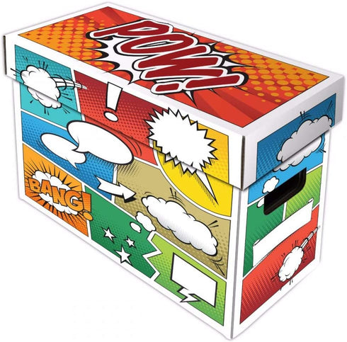 BCW Art POW! Short Comic Storage Box | Holds 150-175 Comics| Double-Walled Corrugated Cardboard | (1-Pack)
