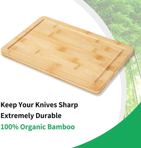 Bamboo Cutting Boards (9x 6") for Kitchen with Juice Groove Kitchen Chopping Small Wood Cutting Board for Meat Butcher Block for Chopping Meat Vegetables Fruits Cheese