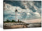 Lighthouse Wall Art Coastal Teal Picture Ocean Seascape Canvas Prints Landscape Beach Turquoise Blue Nature Paintings Bathroom Living Room Bedroom Skyline Nautical Scenery Artwork 12x16 Inches