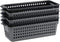 Qqbine Plastic Small Rectangle Storage Basket, Black and Grey, 6 Packs