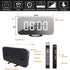 EVILTO Modern Alarm Clock with USB Charger Ports Digital Mirror Alarm Clock Best Decorative for Table Bedroom Wall LED Time Clock Unique Square Alarm Clocks Plug in Clock with Charging Plug