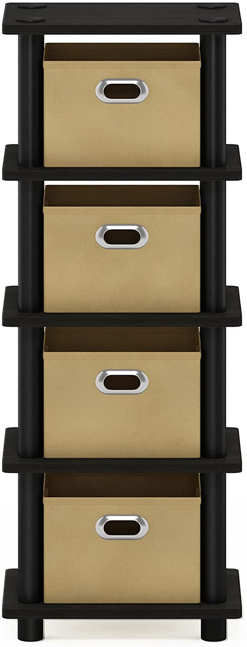 Furinno LACi 4-Bins System Rack, 11.3(W) x 28.8(H) Inch, Espresso/Black