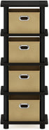 Furinno LACi 4-Bins System Rack, 11.3(W) x 28.8(H) Inch, Espresso/Black