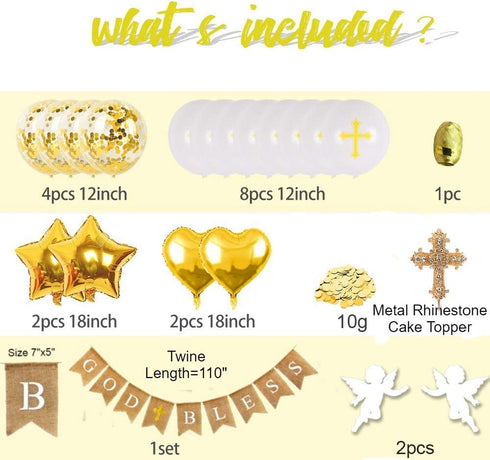 Elkanah Baptism Decorations First Communion Decorations Confirmation Decorations Mi Bautizo Christening Decorations God Bless Banner Balloons