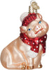 Old World Christmas Ornaments: Snowy Pig Glass Blown Ornaments for Christmas Tree (12419)