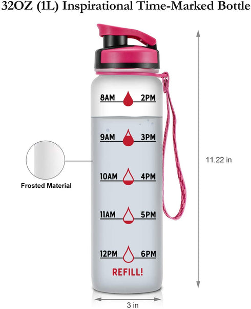 LEADO 32oz 1Liter Motivational Water Bottle with Time Marker - for Flock Sake Drink Your Water - Funny Mothers Day, Flamingo Birthday Gifts for Women, Friends, Mom, Daughters, Sister, Wife, Coworkers