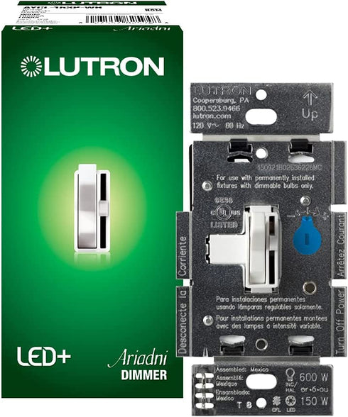 Lutron Ariadni/Toggler LED+ Dimmer | 150-Watt, Single-Pole/3-Way | AYCL-153P-WH | White