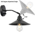 Terleenart Industrial Farmhouse Metal Wall Sconce with on/Off Switch, Matt Black Funnel Shade Focused Wall Light Fixture for Kitchen Sink Hallway Bedroom Bookcase Shelves