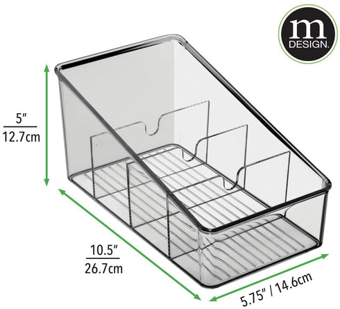 mDesign Plastic Food Packet Organizer Bin Caddy - Storage Station for Kitchen, Pantry, Cabinet, Countertop - Holds Spice Pouches, Dressing Mixes, Hot Chocolate, Tea, Sugar Packets, 2 Pack - Smoke Gray
