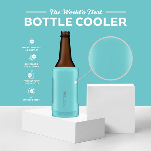 BrüMate Hopsulator BOTT'L - Insulated Beer Bottle Cooler for 12 Oz Bottles - Double-walled Stainless Steel - Perfect for Travel & Keeping Drinks Cold Outdoors (Aqua)