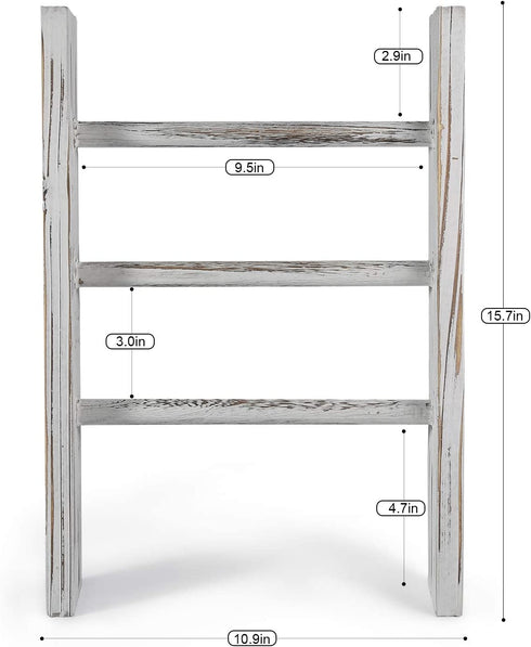 DOCMON Towel Rack-Farmhouse Decor Ladder, 3-Tier Wood Countertop 16-Inch Mini Tea Towel Ladder for Bathroom Kitchen Office