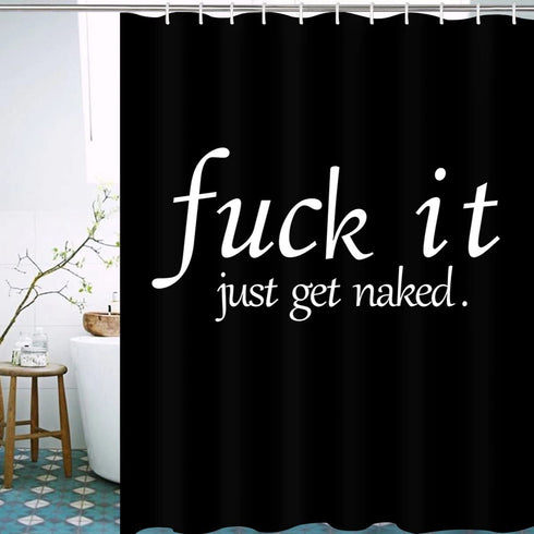 Bathroom Shower Curtain Black and White Funny Quotes Shower Curtains Durable Fabric Bath Curtain Waterproof Bathroom Curtain with 12 Hooks (Black, 72" L — 72" W)