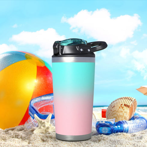 physiuo Stainless Steel Tumbler with Lid and Straw 20oz, Vacuum Insulated Coffee Tumbler Cup, Travel Coffee Mug, Double Wall Travel Mug with Splash Proof Lid, Ombre