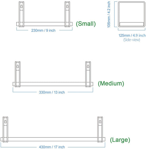SRIWATANA Wall Shelves for Bedroom, Floating Shelves Set of 3, Hanging Shelves for Wall Decor, Laundry Room, Bathroom, Living Room, Kitchen - Carbonized Black