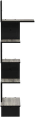 Furinno Rossi Wall Mounted Shelves, 5-Tier Rectangle, French Oak Grey/Black