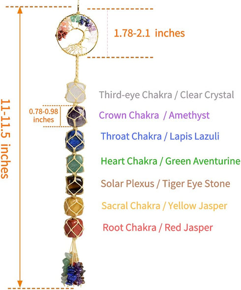 Tree of Life Handmade 7 Chakras Stones Healing Crystals Tree of Life Hanging Ornament for Home Decor