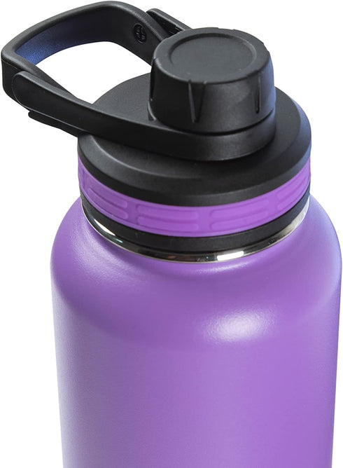Thermoflask Double Stainless Steel Insulated Water Bottle with Two Lids, 32 Ounce, Plum