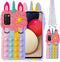 Fidget Toys Stress Relief Phone Case for Samsung Galaxy A02S,A03S, with Strap,Push Pop Bubble 3D Cartoon Funny Cute Silicone Cover for Girls Kids Teen, Aesthetic Color Bubble Case-Rainbow