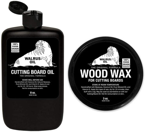 WALRUS OIL - Cutting Board Oil and Wood Wax Set. for Cutting Boards, Butcher Blocks, Wooden Spoons, and Bowls. 100% Food-Safe.