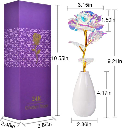 Tmacker Birthday Gifts for Women, Artificial Rose Flowers & Vase Gift for Her Mom Mother Wife Girlfriend Teacher Mother's Day,Graduation, Thanksgiving,Valentine's Day,Christmas,Anniversary Decorations
