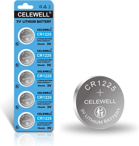 CELEWELL CR1225 5 Pack 3V Lithium Battery?5-Year Warranty?