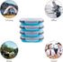 Collapsible Food Storage Containers with Airtight Lid and Vent Valve, Stacking Silicone Collapsible Storage Containers for Food, Microwave & Freezer & Dishwasher Safe, Blue, Small, Set of 4