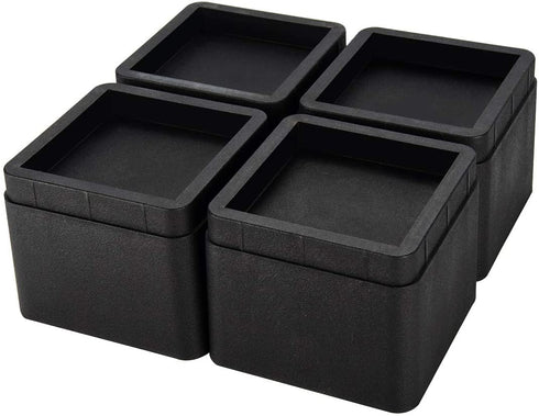 BTSD-home Bed Risers 3 or 6 Inch Heavy Duty Stackable Furniture Risers for Sofa Table Couch Chair Bed Raisers Blocks 4 Pack Black