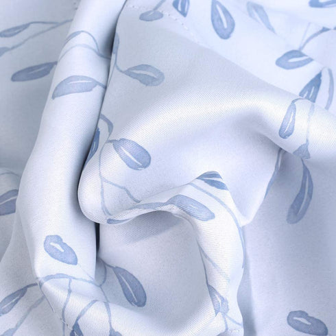 INICEKEY Blue Leaves Printed Valance Curtains Thermal Insulated Grey Kitchen Window Valances Living Room Leaf Print Triple Weave Bedroom,Rod Pocket 52"x17"+2" Header