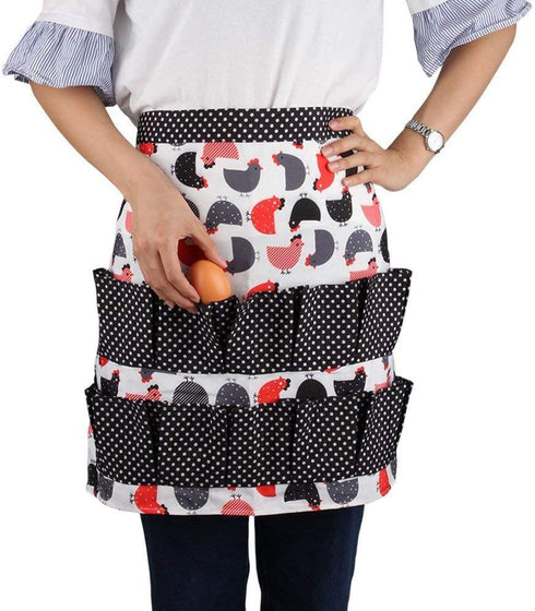 Chicken Egg Collecting Apron,12 Deep Pockets Hen Duck Goose Eggs Holder Aprons