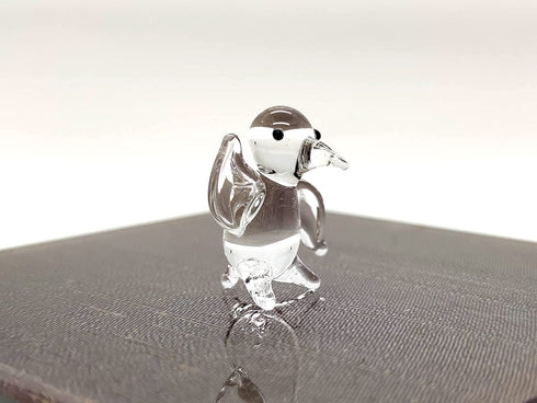 Sansukjai Rare Penguin Tiny Micro Crystal Figurines Hand Blown Clear Glass Art Bird Animals Collectible Gift Home Decor (N)