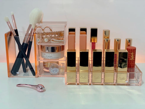Moosy Life Moonlight Rose Gold Acrylic Lipstick Holders and Organizers, 24 Slots, ML03