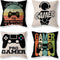 Mechanical Cattle Black Gaming Decorative Throw Pillow Covers Game Controller Linen Square Throw Pillow Cases for Couch Sofa Outdoor Playroom Bed Car Patio Boys Room Decor Pillow Covers 18x18 Set of 4
