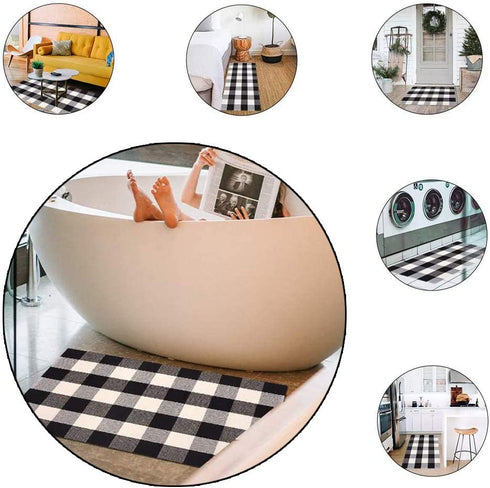 Welcome Doormat, Hello Mat Outdoor Rug + Buffalo Plaid Layered Rug, Entryway Indoor Outdoors Mats Hello Brown¦