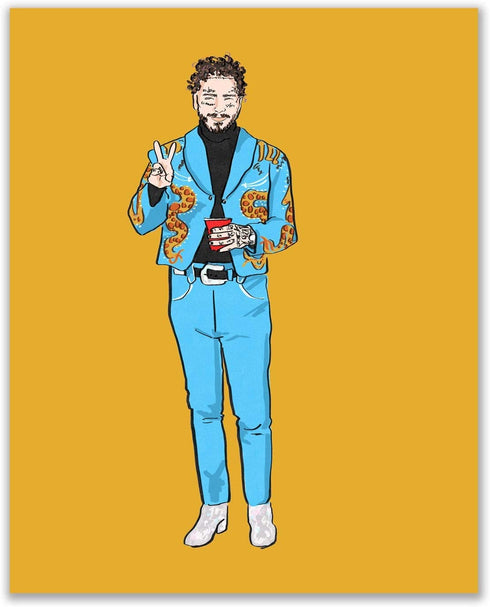 Post Malone Wall Art Decor Prints - Set Of 6 (8x10) Inch Poster Photos
