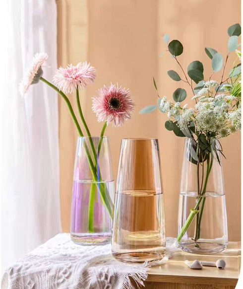 FUNSOBA Tall Clear Glass Vases for Flower Centerpieces Decorative 8.6 Inch (Clear 2 Pcs)