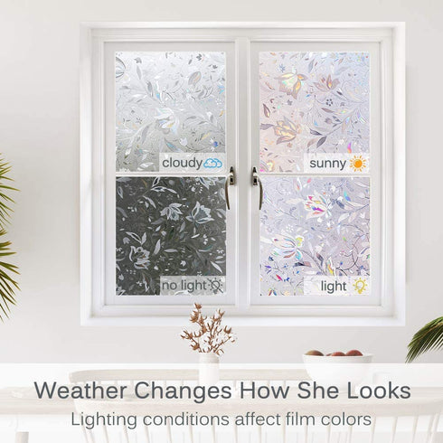 Volcanics Window Privacy Film Static Window Clings Vinyl 3D Window Decals Window Stickers Rainbow Window Film for Glass Door Home Heat Control Anti UV 17.5 x 78.7 Inches