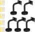 High-PQ Heavy Duty Staircase Handrail Bracket Black Stainless Steel Wall Mount, 5 Pack Shelf Brackets Set with Base Flange Solid Cast Iron for Stairs Handrails, Railing, Guardrails, Satin Finish