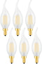 CRLight 2W LED Candelabra Bulb 3000K Soft White 25W Equivalent 250 Lumens, E12 Base Dimmable LED Chandelier Bulbs, Antique C35 Frosted Glass Candle Flame Shape Bent Tip, 6 Pack